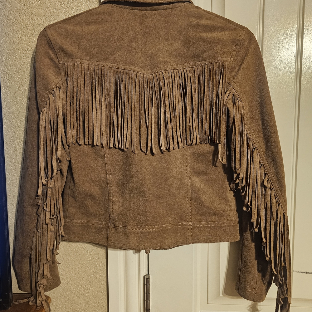 Hollister Brown Suede Leather Jacket with Fringe